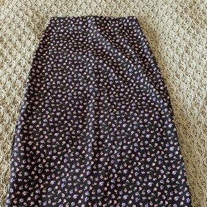 Vintage Black Pink and Purple Floral Maxi Skirt